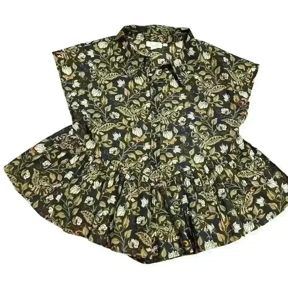 Anthropologie Women’s Let Me Be Floral Bohemian Peplum Top Size 4 FLAW Casual - Picture 1 of 8